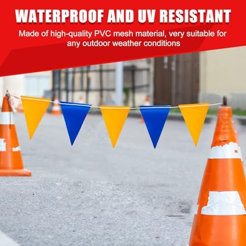Safety Warning Pennant Banner Flags(BLUE+YELLOW,45pcs,105FT) - Image 7