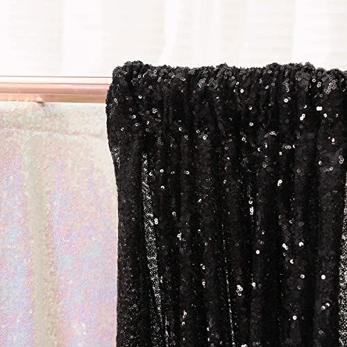 Poise3EHome Black Sequin Backdrop,8FT x 10FT Sequin Photography Backdrop Curtain for Party Decoration - Image 4