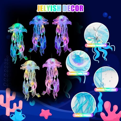 Jellyfish Decor - 10 PCS Light up Jellyfish Lanterns, Ocean Decor - Image 3