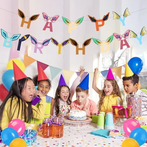 Cartoon Animation Birthday Party Backdrop,Evolutions Decor Supplies Include Happy Birthday Banner,Backdrop,Latex Balloon - Image 5
