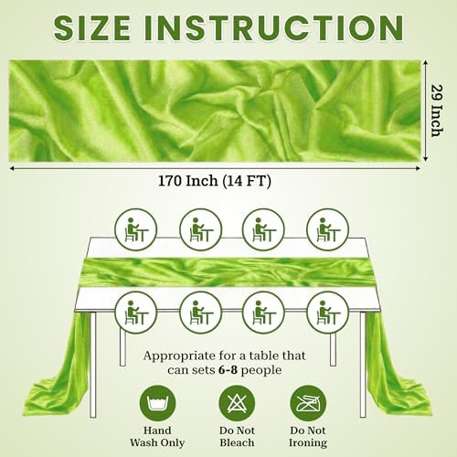 Pack of 10 Chiffon Table Runners 29 x 120 Inch, 14FT Long - Parrot Green - Image 3