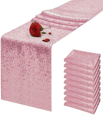 10 Packs 12 x 72 inches Light Pink Sequin Table Runner by VHH
