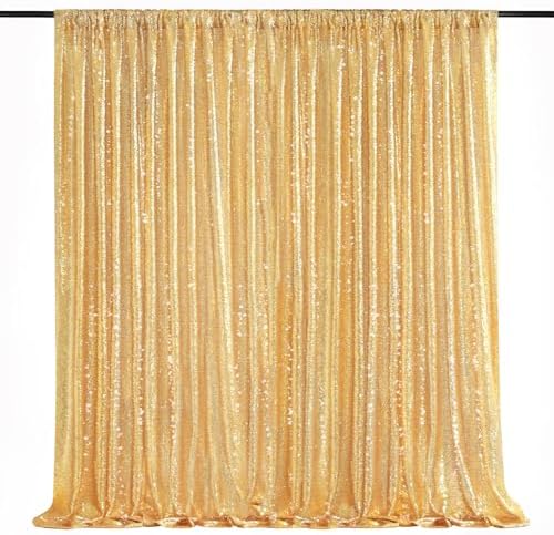 8ft x 8ft Gold Sequin Backdrop Curtain Glitter Photo Booth Backdrop by QueenDream