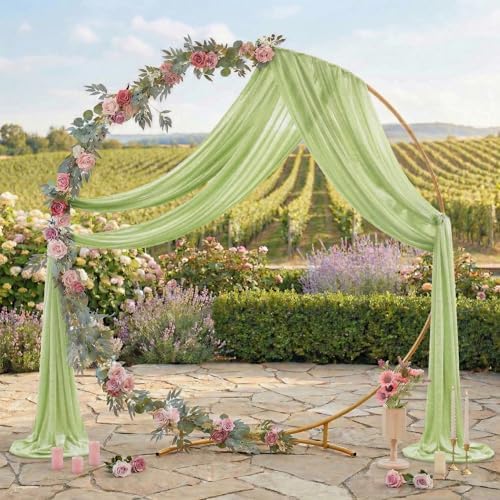 Pack of 2 Wedding Arch Drape Panel Fabric 30" x 20ft - Sage Green - Image 3