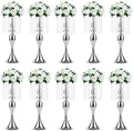 Sziqiqi Silver Floral Centerpiece Riser with Crystal Beads, 10Pcs by SZIQIQI