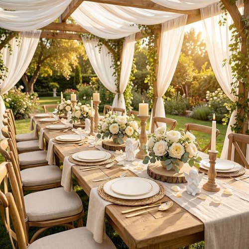 I00000 150Pcs Ivory Plastic Plates, Fancy Gold Plastic Plates Set for Party - Image 6