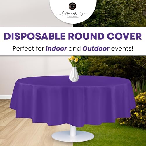 Grandipity Plastic Table Cloth Disposable 12 Pack 84" Round Purple - Image 5