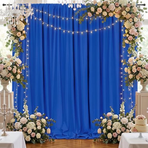 Royal Blue Backdrop Curtains 10ftx10ft Wedding Polyester Photo Drapes - Image 2