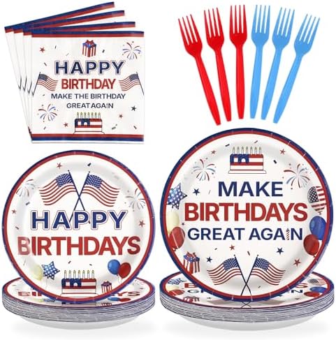 96 Pcs Make Birthdays Great Again Party Decorations, Serves 24 by Greencian