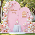 7.2FT 6FT Arch Backdrop Cover for Wedding, Set of 2 Stretchy Spandex Fitted Arch Stand Cover for Baby Shower, Birthday Party Decor, Chiara Backdrop Cover with Double-Sided Design(Pink) by Besutolife