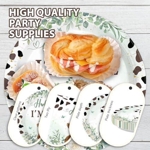 96Pcs Sage Green Highland Cow 1st Birthday Party Supplies Serves 24 - Image 6