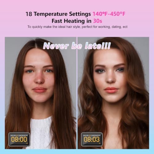 DORISILK Ceramic Flat Iron 450 Degrees, Hair Straightener and Curler 2 in 1, 30s Fast Heat Straightening Iron for Hair, Dual Voltage Planchas de Cabello Control Temp Gift for Women Girls, 1.75 Inch - Image 5