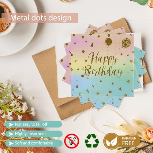 48PCS Happy Birthday Plates and Napkins Party Supplies, Colorful and Gold Disposable Paper Plates and Napkins with Forks Tableware Set for Birthday Party Decorations 16 Guests (Colorful) (Pack of 2) - Image 4