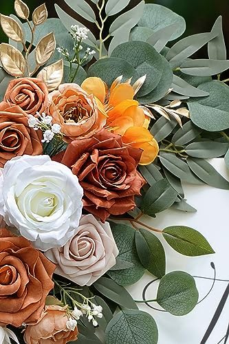 Olalaka Artificial Flower Swag Set of 2 for Wedding Welcome Signs Floral Decorations, Burnt Orange Wedding Arch Flowers for Wedding Ceremony - Image 6