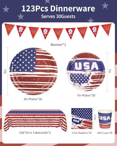 Goodluck Patriotic Disposable Paper Plates and Napkins Party Sets - Image 4