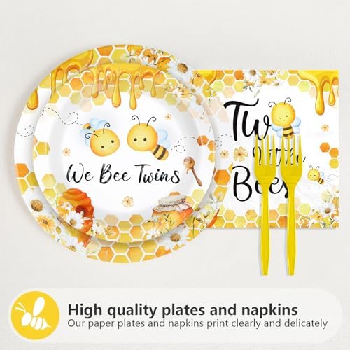 96Pcs Bee Twins Baby Shower Party Decorations, Serves 24 - Image 2