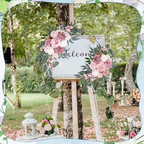 Wedding Arch Decorations 2 Pack, Arch Flowers Swag Dusty Rose - Image 3