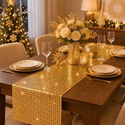 Disco Party Decorations - Gold Glitter Disco Table Runner - Image 6