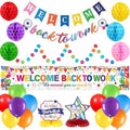23pcs Welcome Back to Work Decorations Office Colorful Welcome Back to Work Banner Balloons We Missed You So Much Backdrop Table Centerpieces Pompoms Circle Dot Garland for Back to Work Office by Unknown