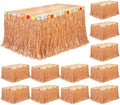 Fovths 12Pcs Luau Grass Table Skirt, Reddish Golden Brown, 9 Ft x 29.5 in by Fovths