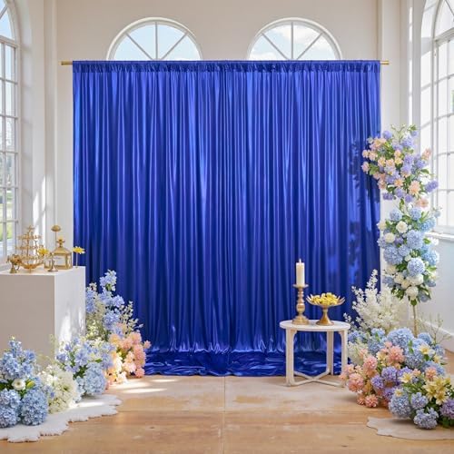 10x10ft Thick Royal Blue Glitter Backdrop Curtain Panels for Parties, Wrinkle Free Sequin Sparking Photo Backdrop Drapes, 2 Panels 5x10ft Shimmer Back Drop Cloth for Wedding Birthday Photography by Outpain