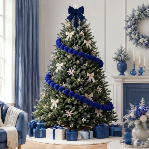 Canlierr 2 Pcs 6.5ft Christmas Velvet Ball Garland Mantle Decorations 60mm - Image 4