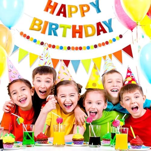 CANREVEL 3 PCS Pre-Strung 3D Happy Birthday Banner Decorations, Blue Orange - Image 6