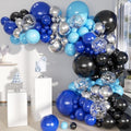 MEBAY Blue Silver Black Balloons Garland Arch Kit, 146 Pcs Royal Light Blue Metallic Confetti Silver Balloons for Baby Shower Graduation Anniversary Retirement Birthday Party Decoration by MEBAY