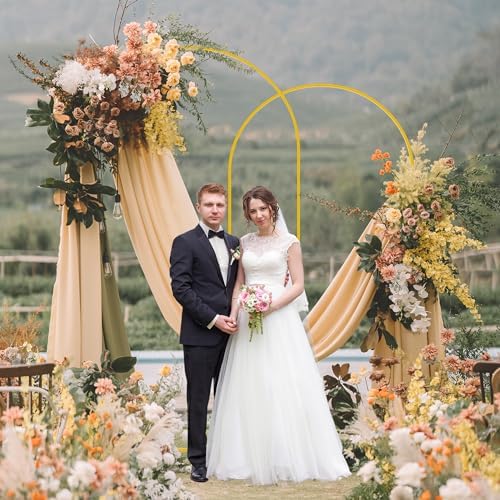 Wokceer Wedding Arch Backdrop Stand 7.2FT,6.6FT Gold Metal Arch Stand Set - Image 3