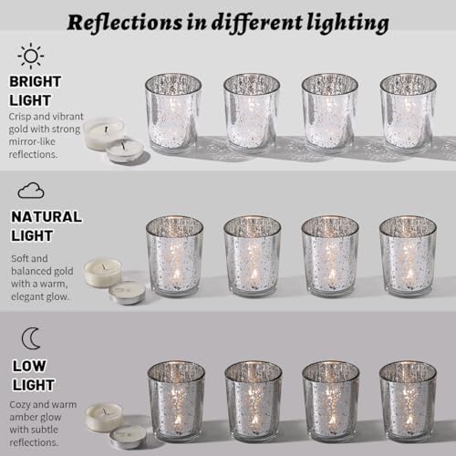 LETINE 6pcs Silver Votive Candle Holders – Standard Votive Size for Regular Votive Candles– Tea Light Candles Holder for Home Decor, Garden Party Decorations, Engagement Table Decorations - Image 3