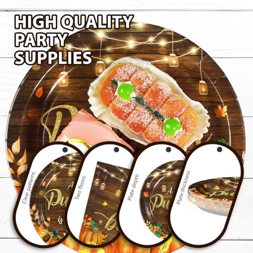 96Pcs Rustic Litttle Pumpkin Baby Shower Party Decorations, Serves 24 - Image 6