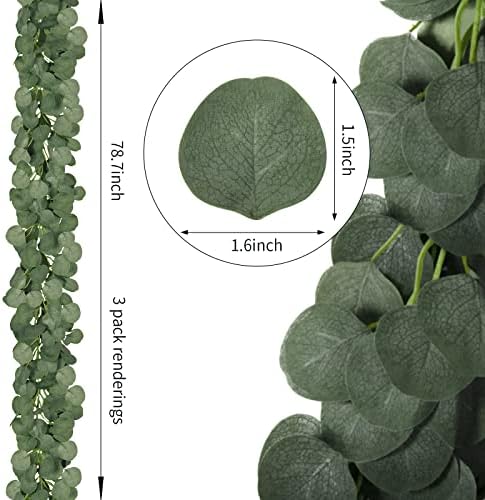 CQURE 12 Pack 84Ft Eucalyptus Garland,Artificial Eucalyptus Leaves Table Greenery Garland Wreath Vines for Wedding Party Table Fireplace Bedroom Wall Room Decor - Image 3