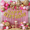70Pcs Cheetah Print Birthday Decorations, Pink Brown Gold Leopard Balloons by Unknown
