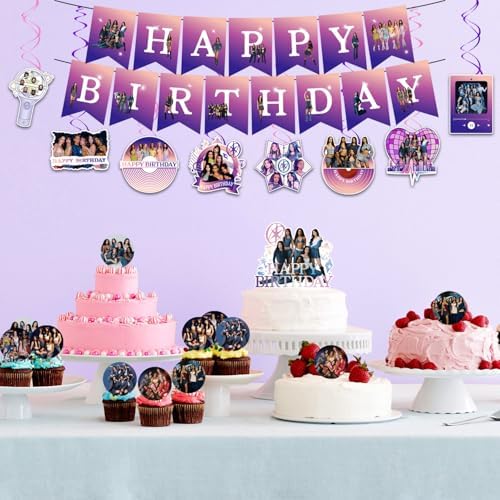 Birthday Party Decorations Singer Themed Party Supplies Set with Happy Birthday Banner, Balloons, Hanging Swirls Cake Toppers and Cupcake Toppers for Fans Birthday Party - Image 7