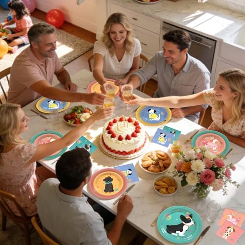 180Pcs Pet Dog Party Supplies Paper Plates and Napkins Serve 60 - Image 6