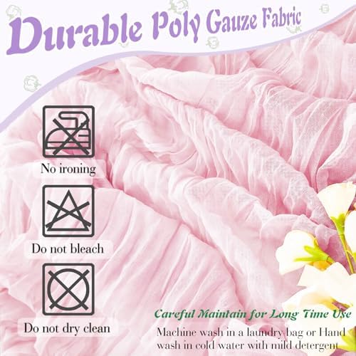 Pink Cheesecloth Table Runner 2 Pack 35" Boho Gauze Runner 120 inches Long Runner Rustic Sheer Fabric Bulk for Boho Baby Shower Wedding Bridal Birthday Party Table Decorations - Image 6