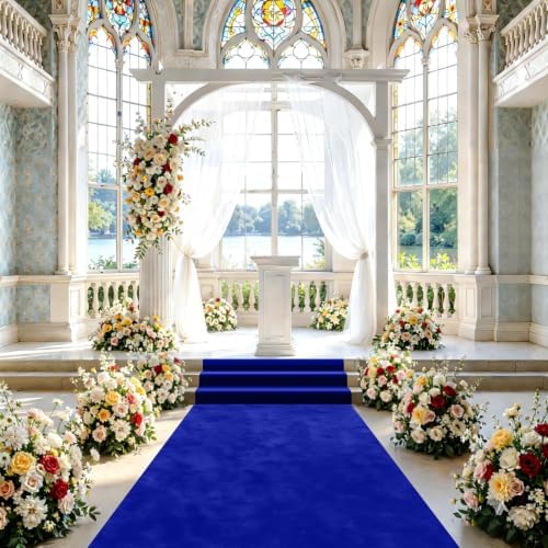 Wedding Decorations Aisle Runner for Wedding Ceremony Royal Blue Velvet Aisle Runner 15FTx2FT Party Runner Aisle Outdoor Aisle Hallway Wedding Runner for Bridal Shower Indoor Church Aisle Carpet - Image 4
