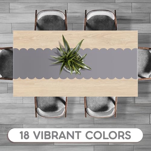 Silver Grey Scallop Table Runner, Disposable Plastic, 5 Pk, 14x108in - Image 4