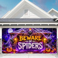 7 x 16 ft BEWARE OF SPIDERS Halloween Garage Door Decorations Blacklight Halloween decorations Door Cover,Hanging Banner for Home,Outdoor,Indoor, Spooky Party,Wall,Window by THISFIND