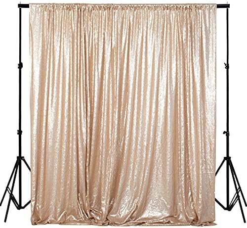 ShinyBeauty Sequence Backdrop Champagne 8FTx10FT Sequin Photo Backdrop Sequin-Backdrop-Curtain Elegant Backdrops 8x10-0827E by ShinyBeauty