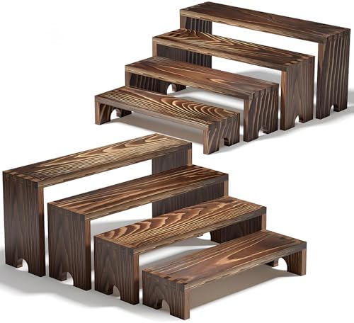 2 Set Wooden Tiered Risers Display Stands for Vendor Events,Stackable Wood Cupcake Display Stand,Farmhouse Decor Wood Dessert Table Display Set,Vendor Booth Display Items,Food Display Risers for Party by Unknown