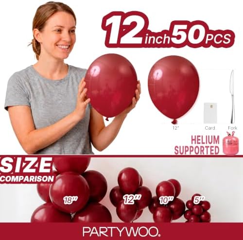 PartyWoo Burgundy Balloons 50pcs Dark Chestnut Red Maroon Dark Color (Pack of 2) - Image 6