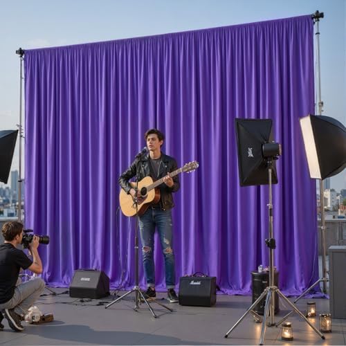 10x10ft Purple Backdrop Curtain Panels for Parties - Wrinkle Free Polyester Photo Curtain Backdrop Wedding Back Drop Fabric Drapes for Party Decorations Background for Photography - Image 4