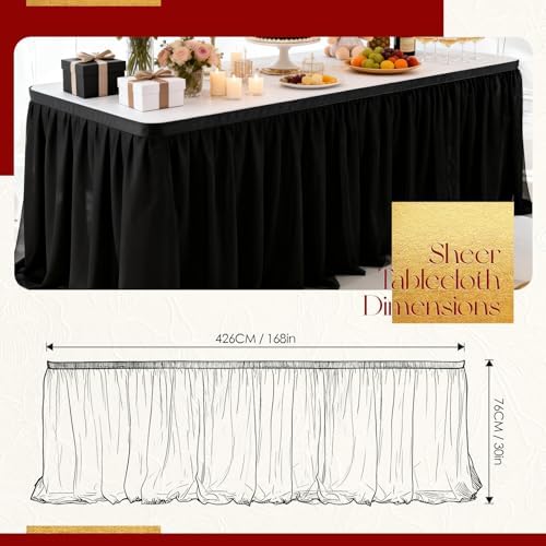 THARAHT Tulle Table Skirt 14FT 420CM Long for Rectangle Tables Round Tables Ruffle Desk Skirt for Princess Girls Birthday Party Cake Dessert Decorations Table Skirt - Image 2