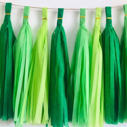 We Moment Green Light Tissue Paper Tassels Party Tassel Garland Banner for Green Party Decorations, DIY Kit, 15PCS - Image 2