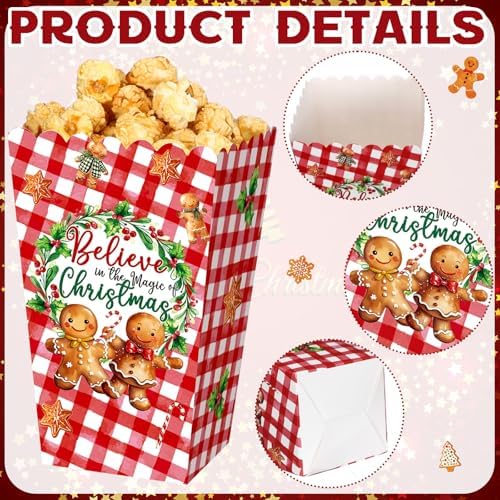 Gueevin 60 Pcs Christmas Popcorn Boxes Treat Candy Holder Party - Image 3