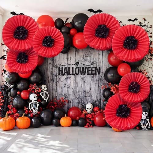 Giegxin 6 Pcs 31.5" 24" Halloween Wizard Gaint Red Poppy Paper Flowers - Image 4