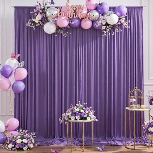 Wrinkle Free Purple Backdrop Curtains for Parties, Purple Photo Curtains Backdrop Drapes 2 Panels Back Drop Cloth Draping for Wedding Birthday Photography Background Decor,10ftx10ft - Image 5