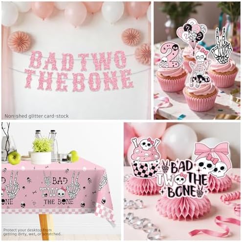 Xynic Bad Two the Bone Party Decorations Girl Tableware Set, Serves 20 - Image 6