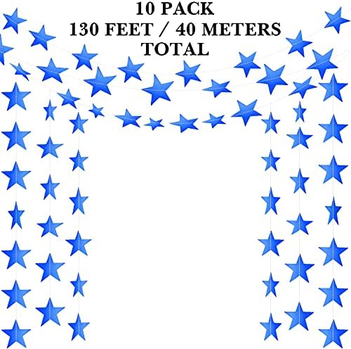 Patelai Glitter Star Garland Banner 2026 Graduation Decor 130 Feet Star Hanging Banner Twinkle Backdrop for Party Birthday Classroom Wedding Supplies(Royal Blue) - Image 3
